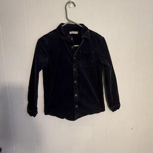 Tottini Shirt Youth 14 Blue Corduroy Long Sleeve Button Front Pocket Casual